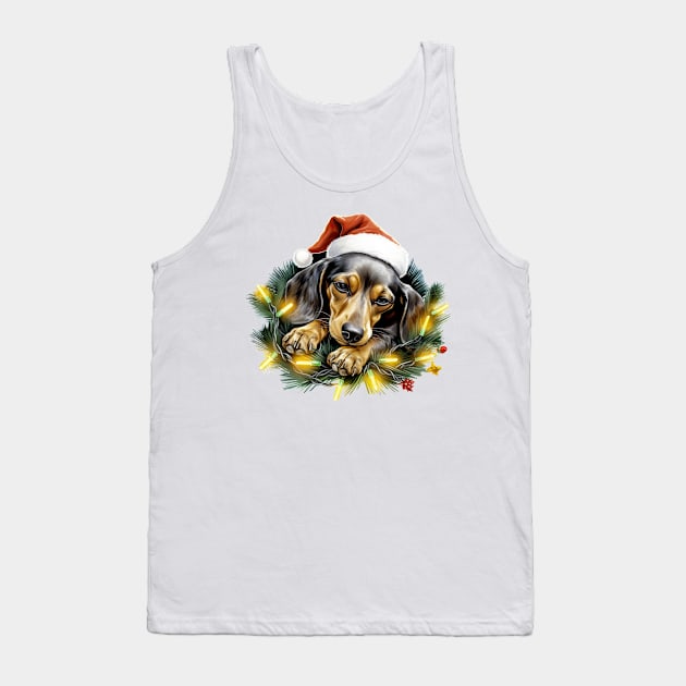 Lazy Dachshund Dog at Christmas Tank Top by Chromatic Fusion Studio